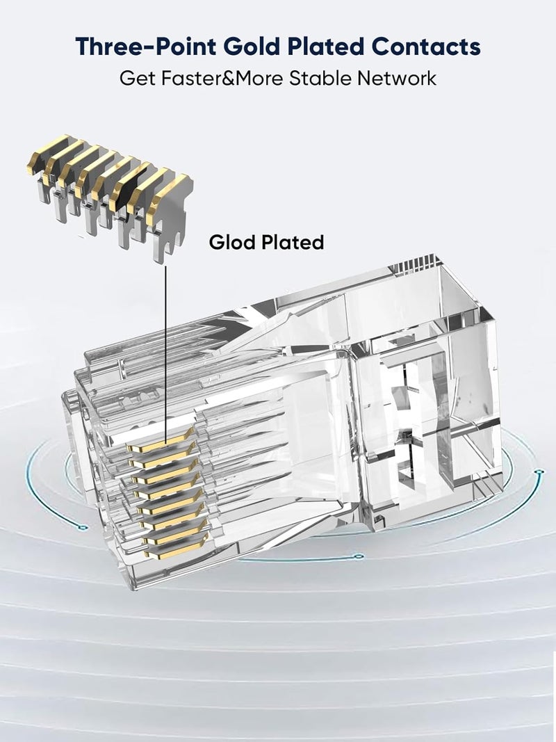 CableCreation RJ45 Pass Through Connectors, 50-Pack Cat6/Cat5e Gold Plated Modular Plug Unshielded Crimp Connector for Solid or Stranded UTP Ethernet Cable - Image 2